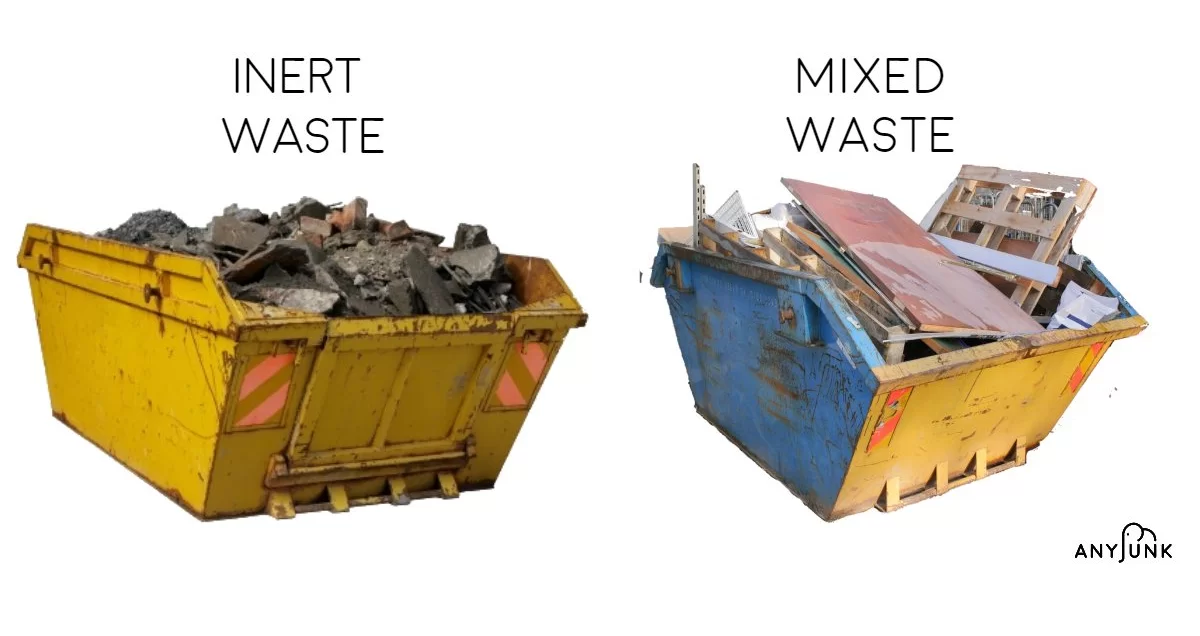 comparison of inert waste and mixed waste in skips